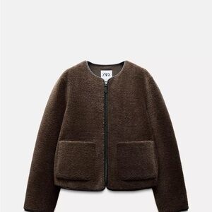 Zara Brown faux shearling Jacket